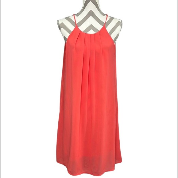 Kori Dresses & Skirts - Kori Halter sheer mesh mini dress boho keyhole tangerine peach size Medium